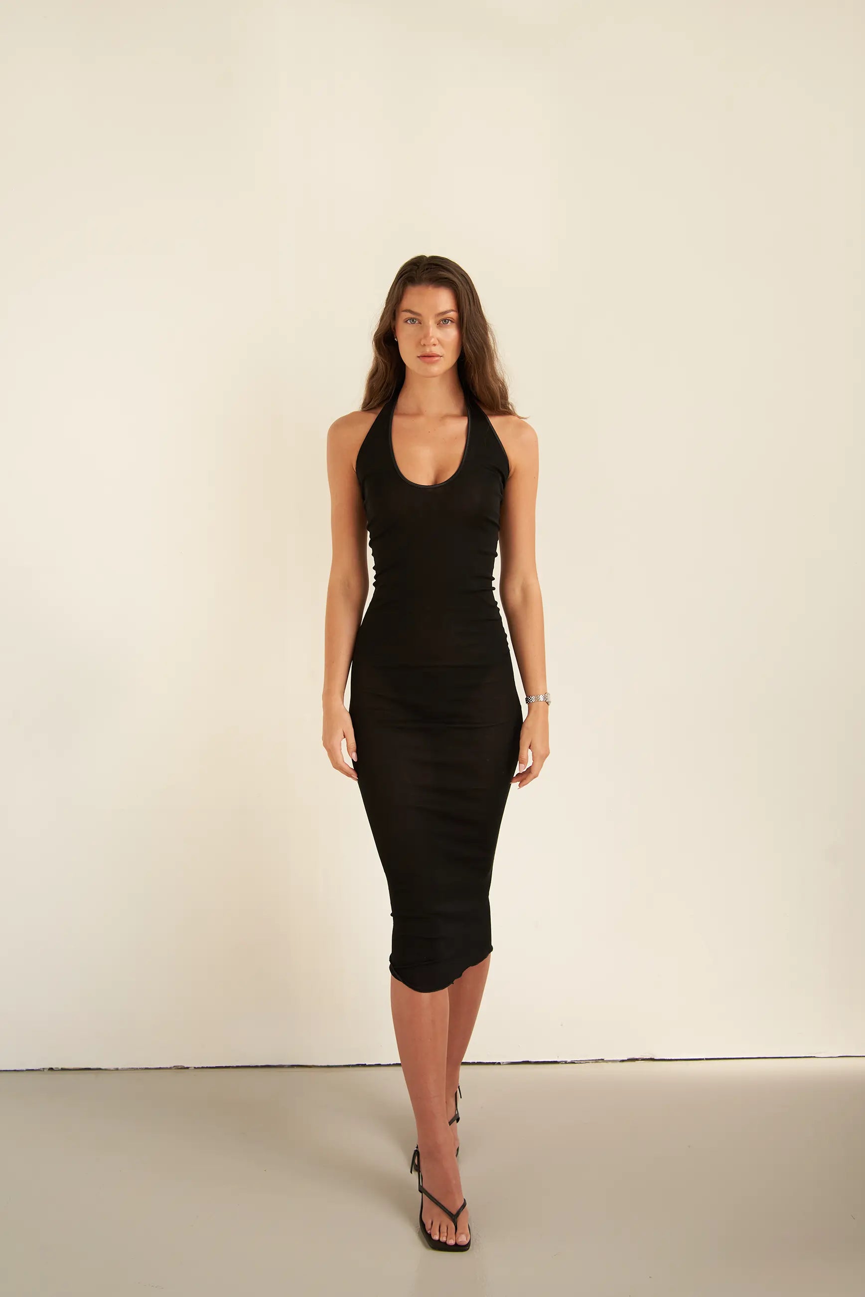 classic halter dress Unique Vintage Black Criss Cross Halter Rita Flare Dress