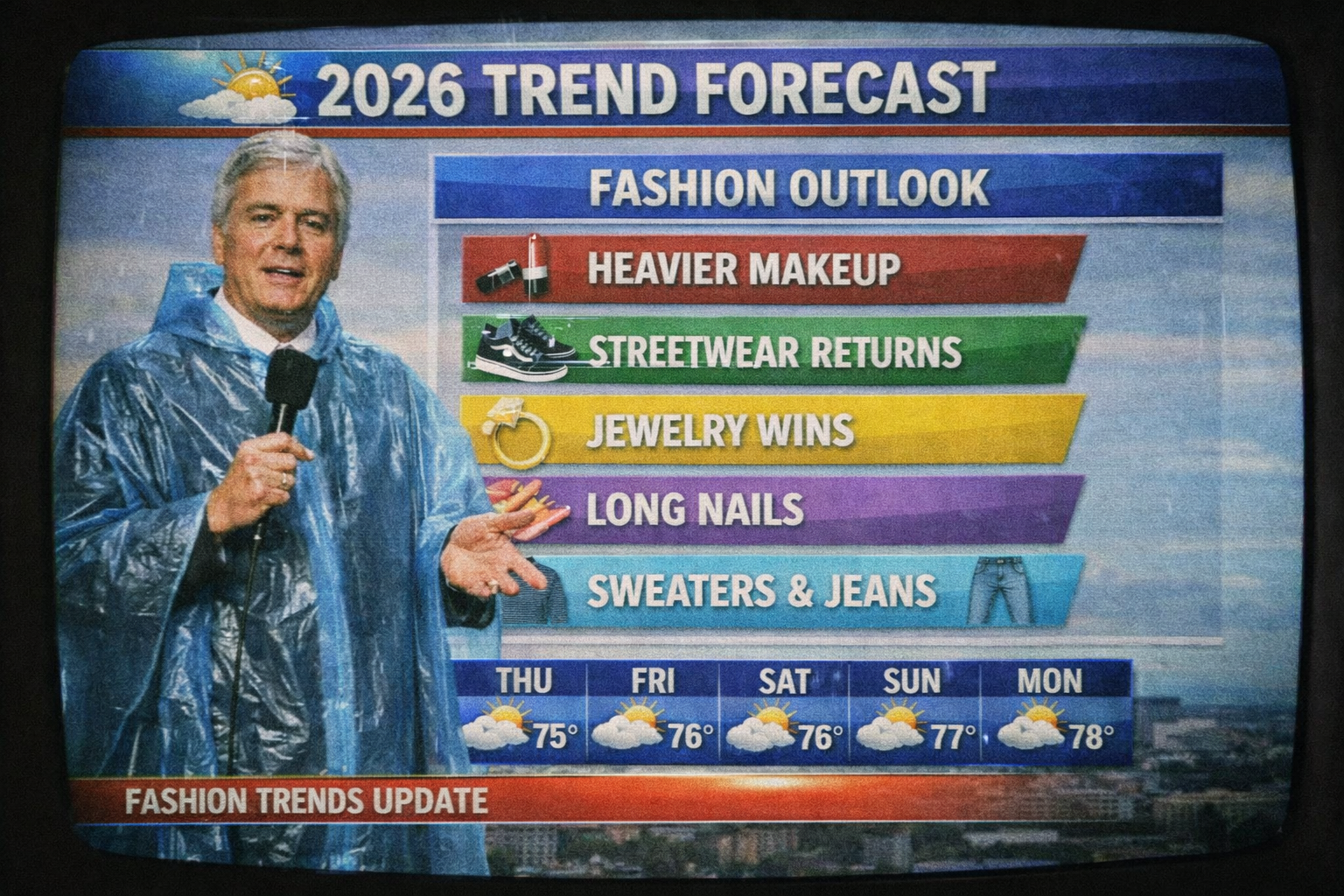 image of a weather man on TV with the 2026 trend forecasts