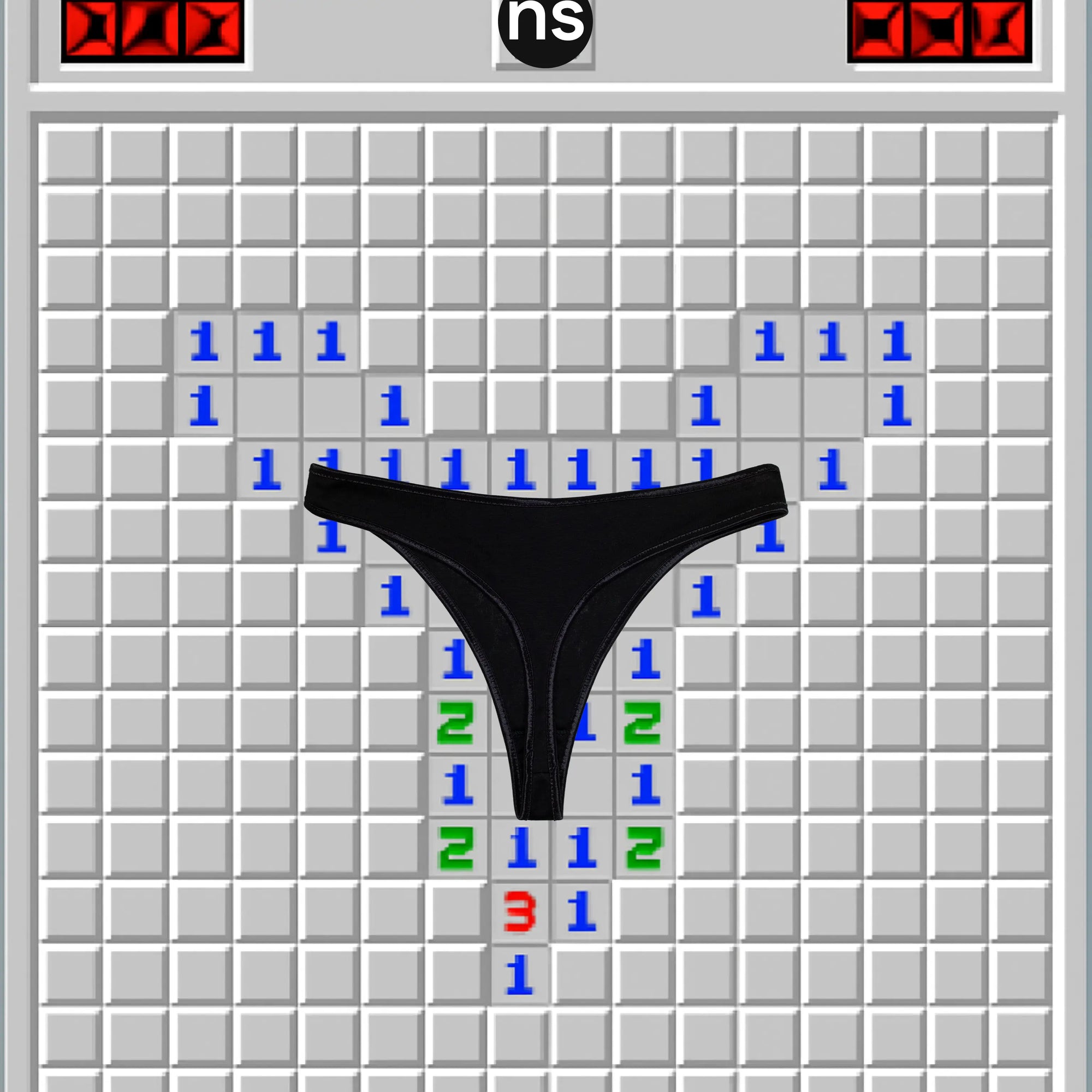 newsort 100% cotton thong on a minesweeper field